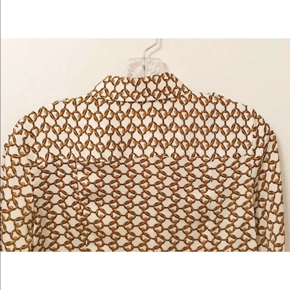 MICHAEL KORS Sz P Gold Chain Button Down Blouse